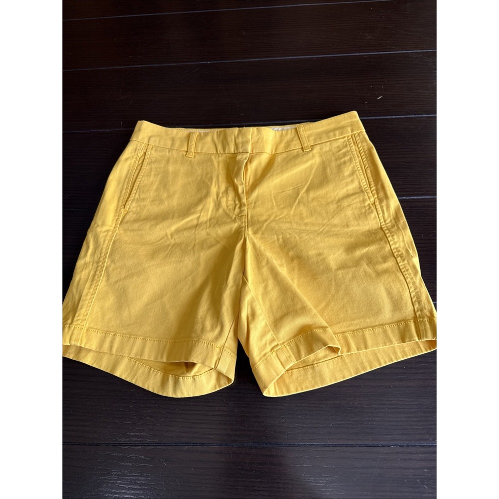 J.CREW Women's Yellow Chino Shorts Size 6 Cotton Pockets Mid Rise